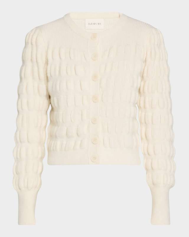 Anna Button-Down Puffy Knit Cardigan